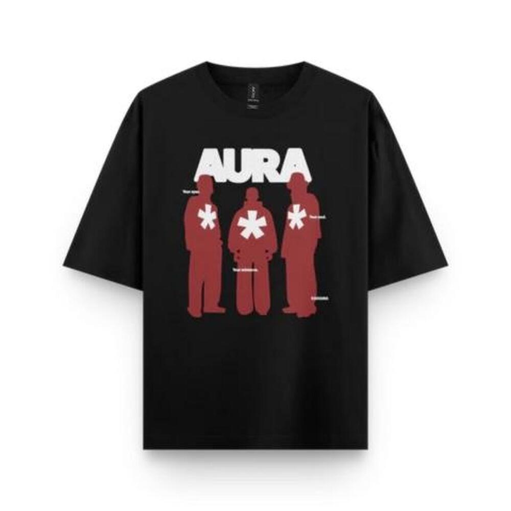 Black Aura T Shirt With Bold Red Accents